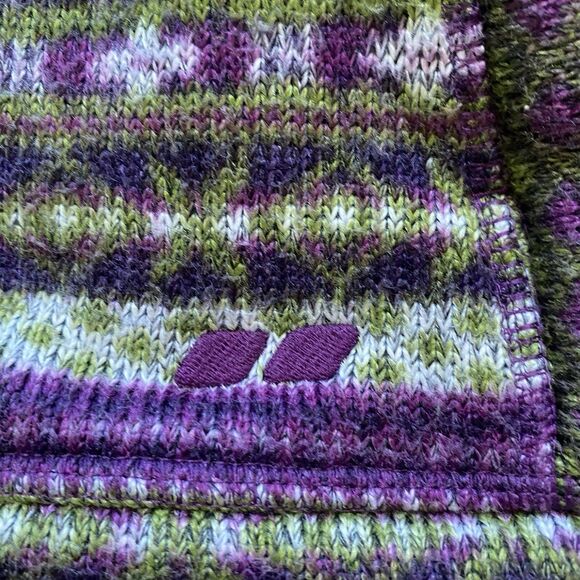 KOPPEN S Purple Nordic Fair Isle Sherpa Hooded Knit Sweater Pullover Ski Winter - Picture 11 of 16
